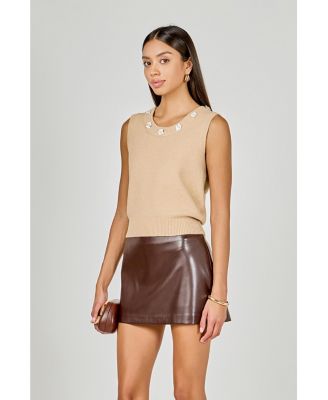 Women's Floral Button Knit Vest