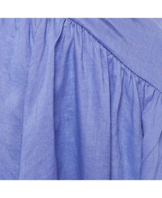 Women's Purple Linen Open Back Asymmetric Cut-Out Midi Dress