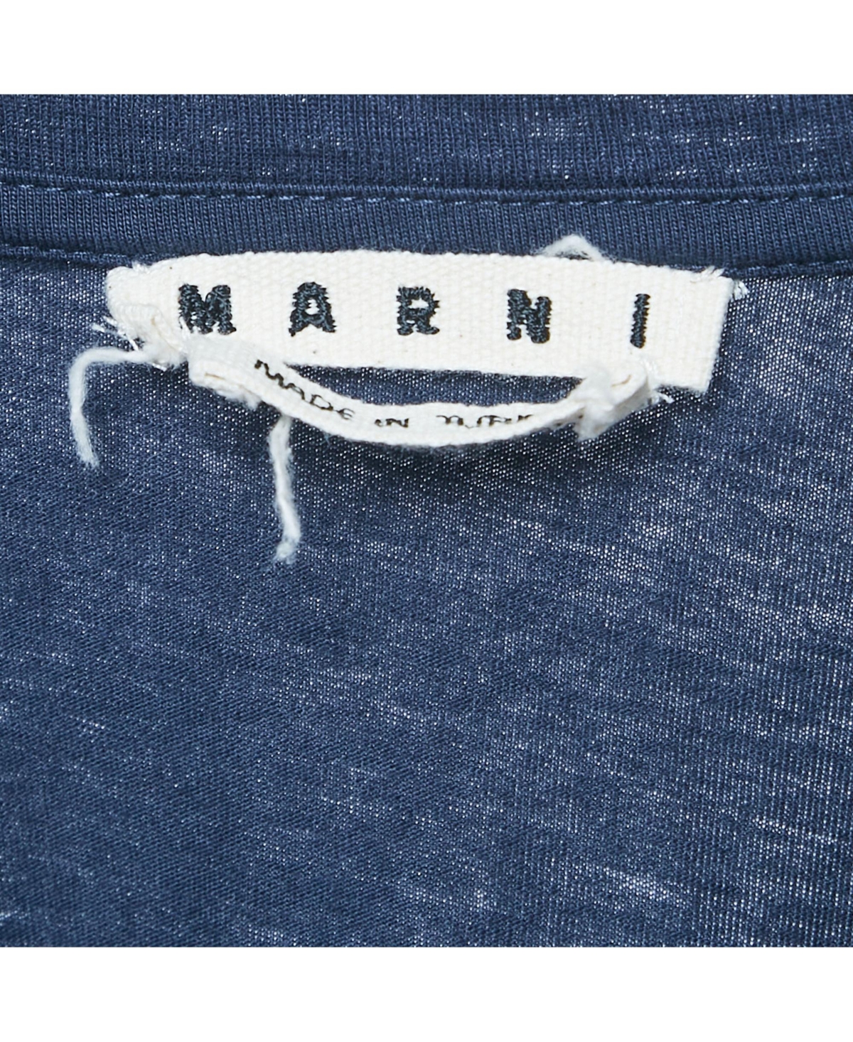 Pre-Owned Marni Women's Navy Blue Printed Cotton Crew Neck T-Shirt