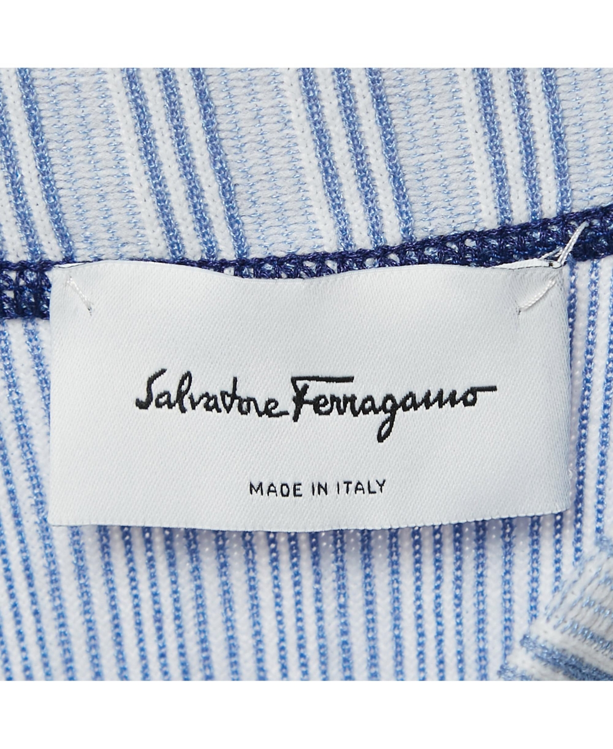 Pre-Owned Salvatore Ferragamo Women's Blue Stripe Knit Long Sleeve Sweatshirt