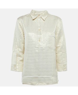 Women's Cream Lurex And Cotton Tunic