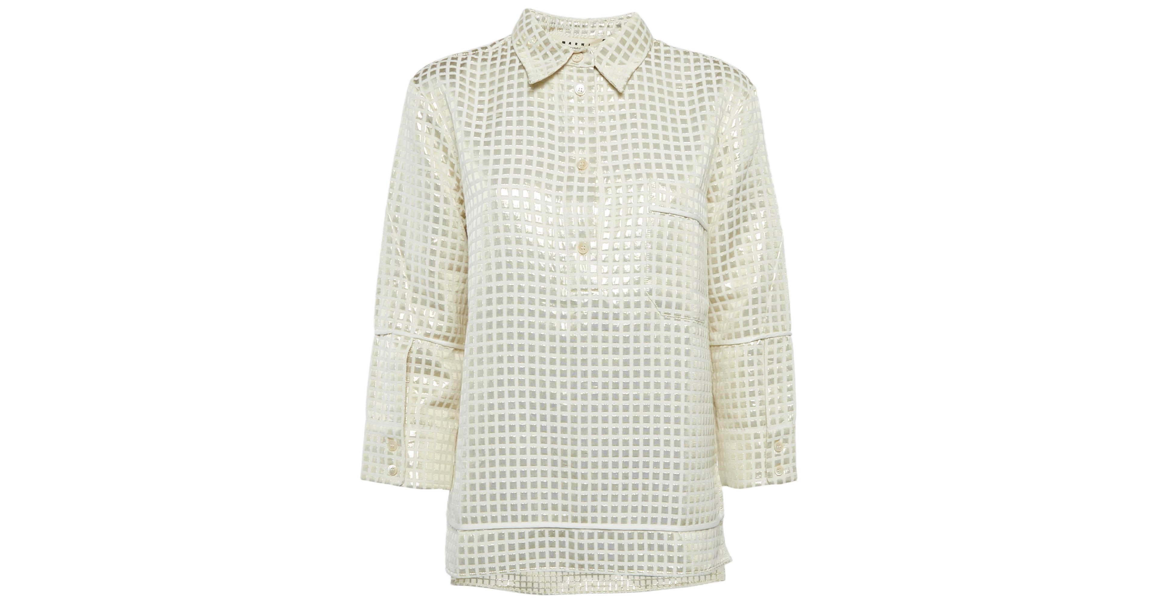 Pre-Owned Marni Women's Cream Lurex And Cotton Tunic