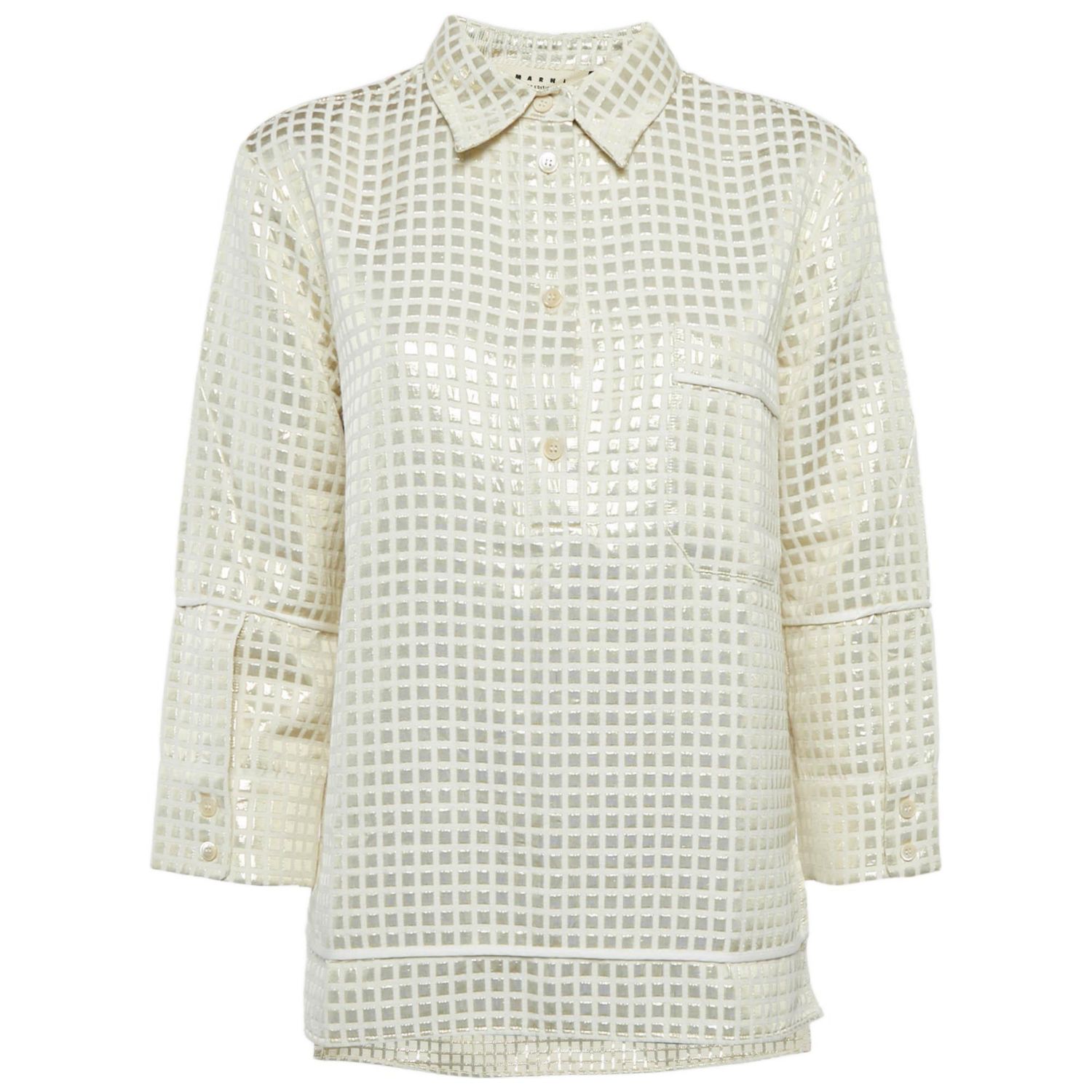 Women's Cream Lurex And Cotton Tunic