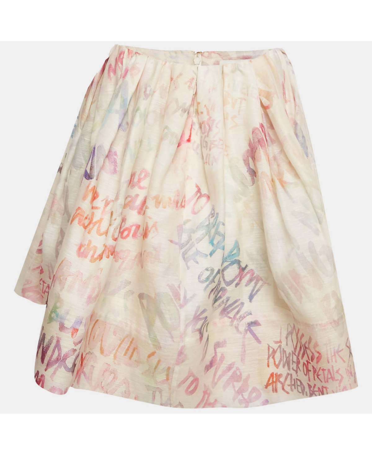 Pre-Owned Zimmermann Women's Cream/multicolor Logo Print Linen And Silk Flared Mini
