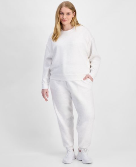Женские брюки And Now This Trendy Plus Size High Rise Drawstring Jogger, цвет: Слоновая кость меланжевый