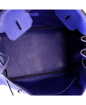 Pre-Owned HERMES Birkin 35 Handbag Blue Togo with Palladium Hardware