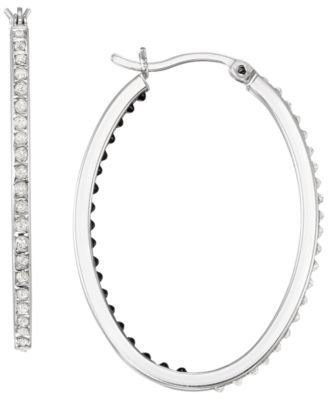 Macy's - Diamond Accent Hoop Earrings (0.01 ct. t.w.) in Sterling Silver