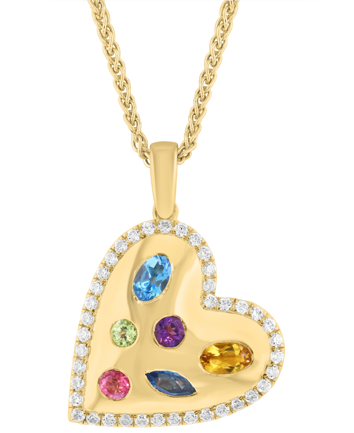 Effy Collection Multi Gemstone Pendant Necklace (1-5/8 ct. t.w.) in Yellow Gold Over Silver
