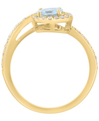 Aquamarine (5/8 ct. t.w.) and Diamond Ring (1/5 ct. t.w.) in 14k Yellow Gold