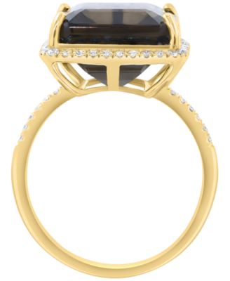 Smoky Quartz (9 ct. t.w.) and Diamond Ring (1/4 ct. t.w.) in 14k Yellow Gold