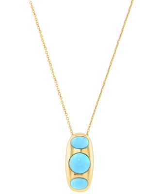 Turquoise Pendant Necklace in Yellow Gold Over Silver