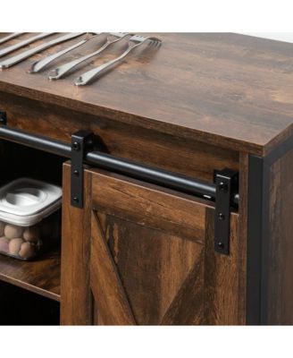 Industrial Sideboard Cabinet with Sliding Barn Doors,