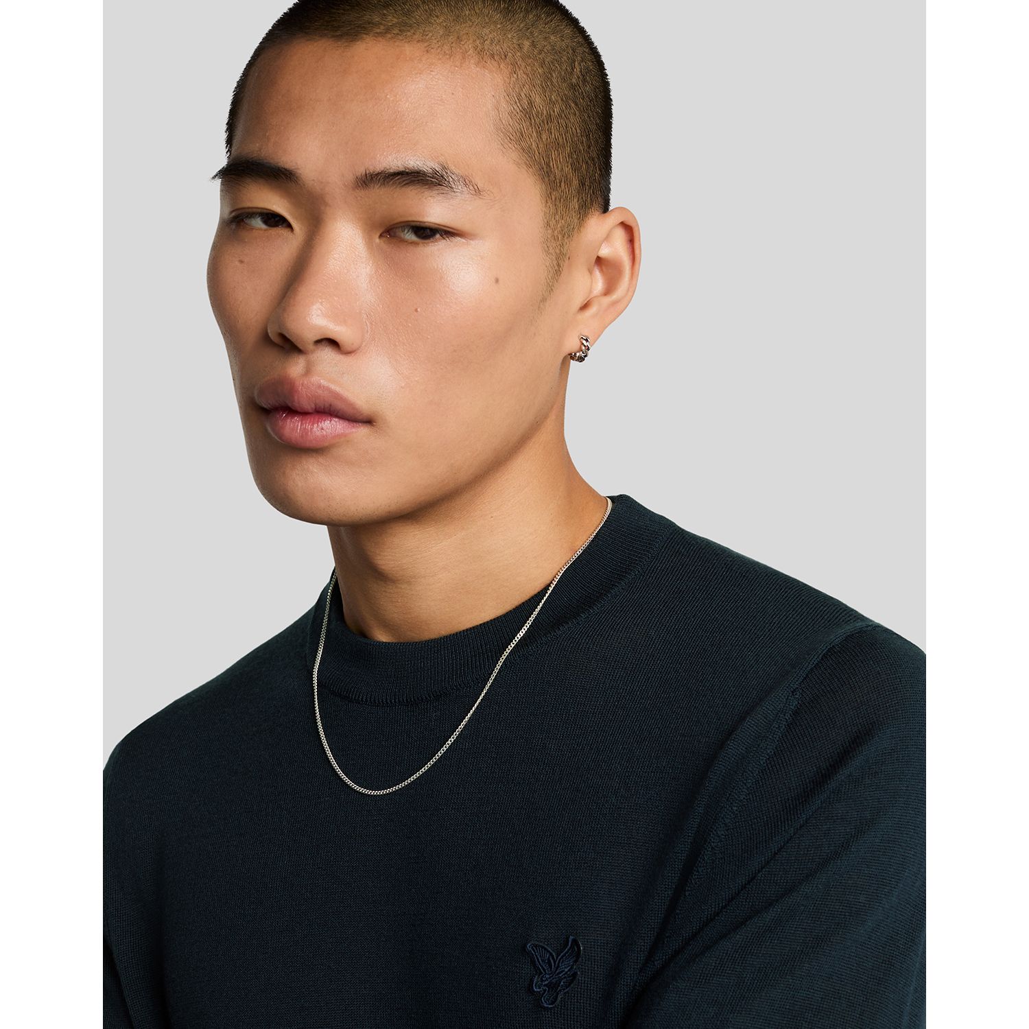 Men's Tonal Eagle Merino Crew Neck Sweater