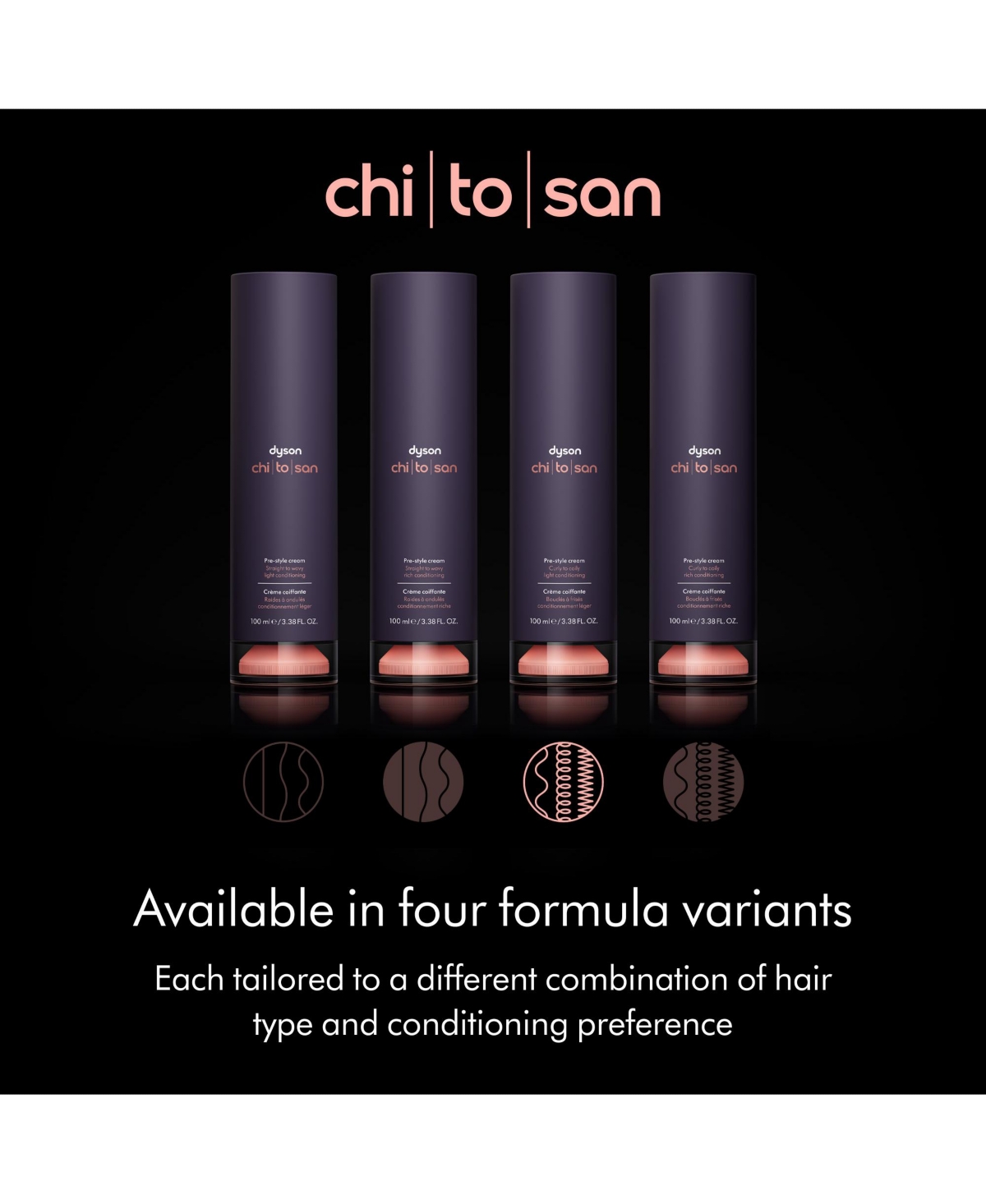 Dyson Chitosan Pre-style cream, Curly to Coily, Light Conditioning, 100ml