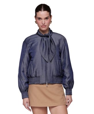 Women's Scarf Tie Neck Bomber Jacket