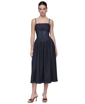 Women's Drop Waist Square Neck Midi Dress