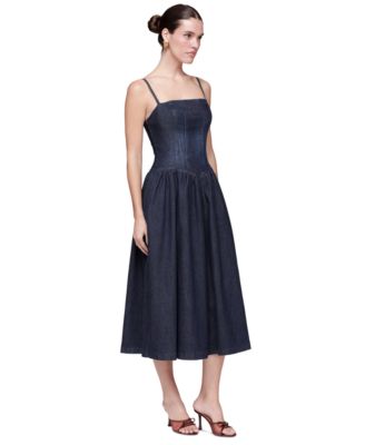Women's Drop Waist Square Neck Midi Dress