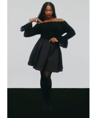 Women's Plus Size Flouncy Pleated Mini Skirt