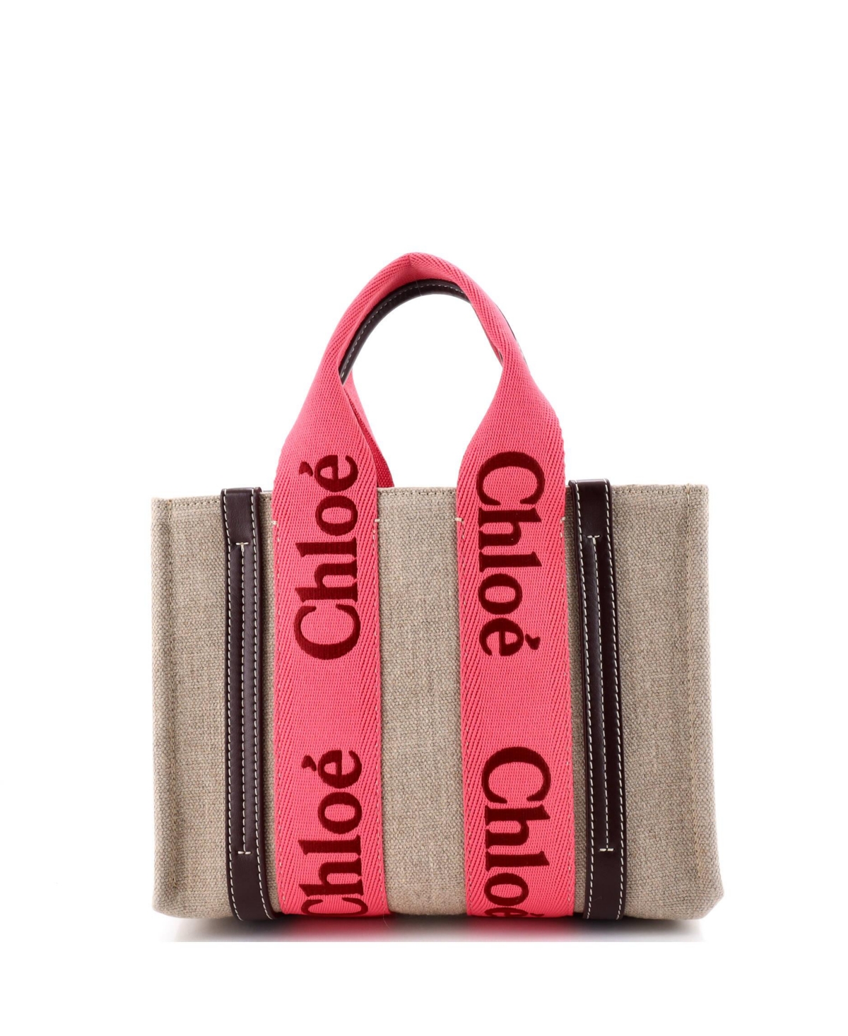 Pre-Owned Chloe Small Woody Tote Canvas with Leather