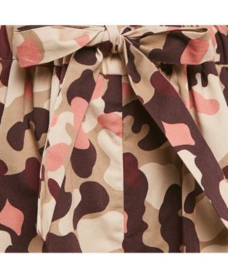 Women's Beige Camouflage Print Cotton Shorts