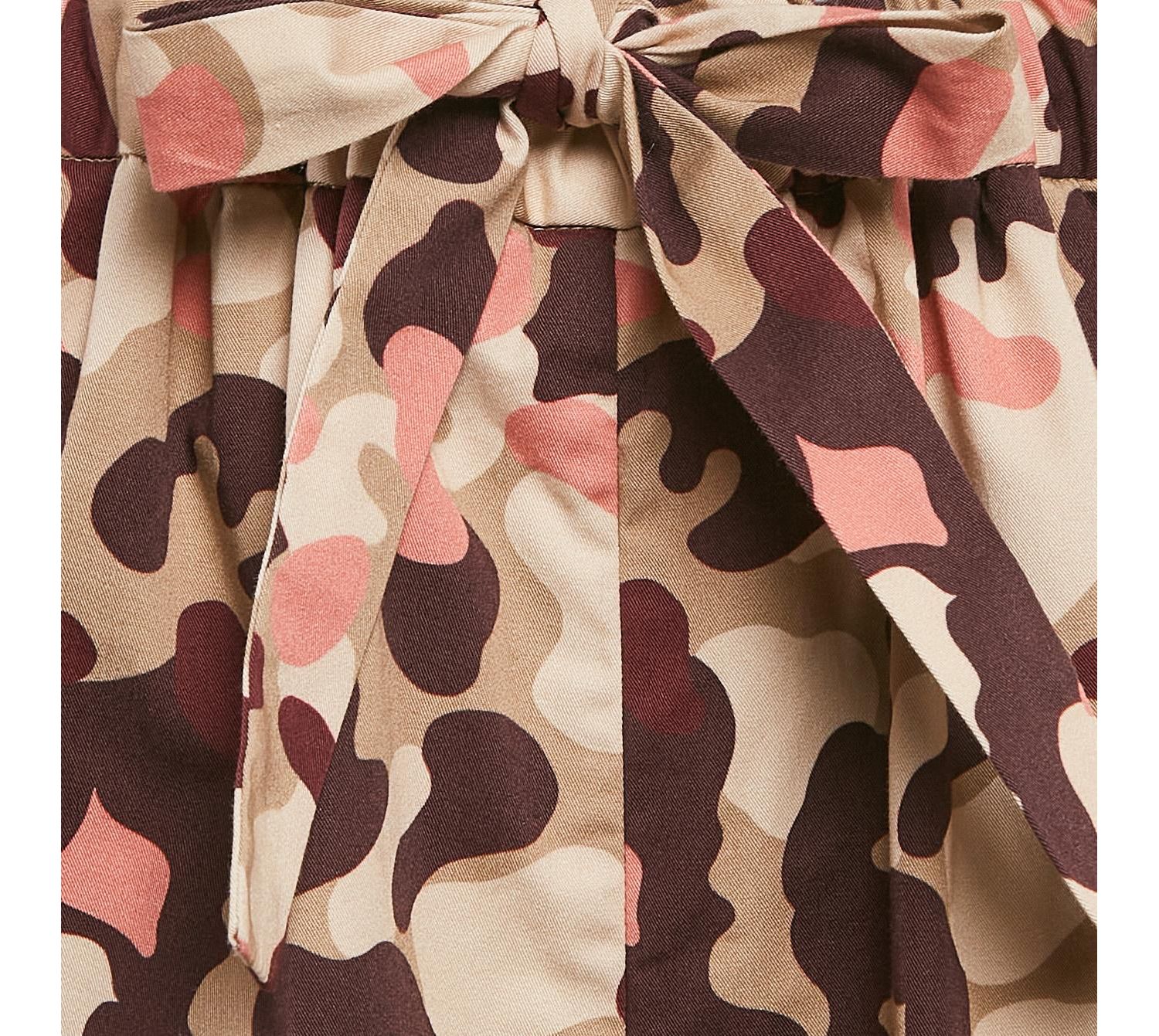 Women's Beige Camouflage Print Cotton Shorts