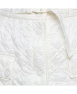 Women's White Nylon Quilted A-Line Mini Skirt