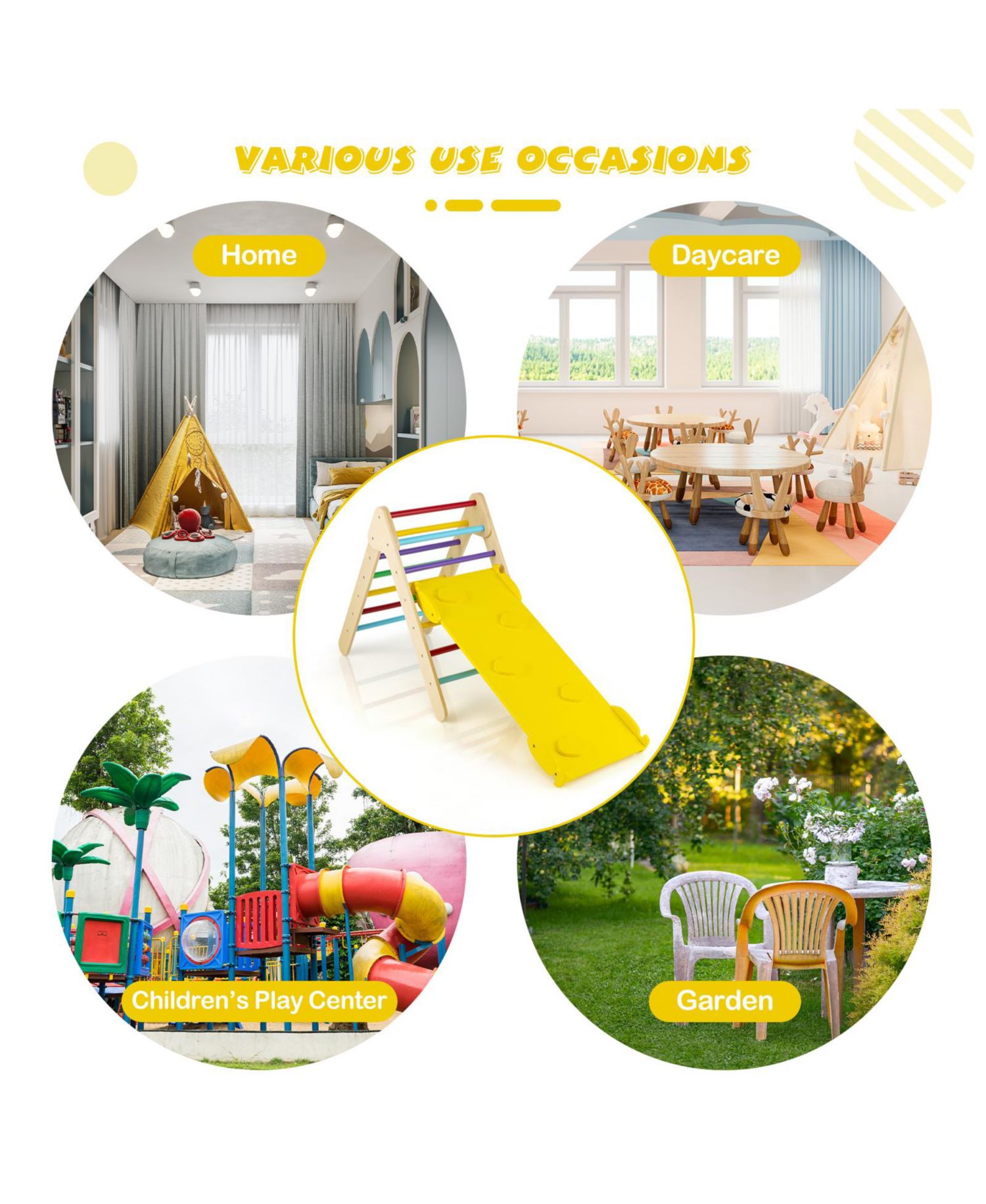 3-in-1 Wooden Climbing Triangle with Reversible Ramp, 2-Piece Set