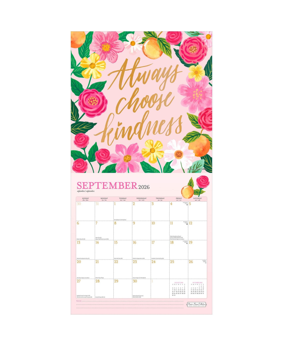 Bonnie Marcus Official | 2026 12 x 24 Inch (Hanging) Monthly Square Wall Calendar | Foil Stamped Cover | Plastic-Free