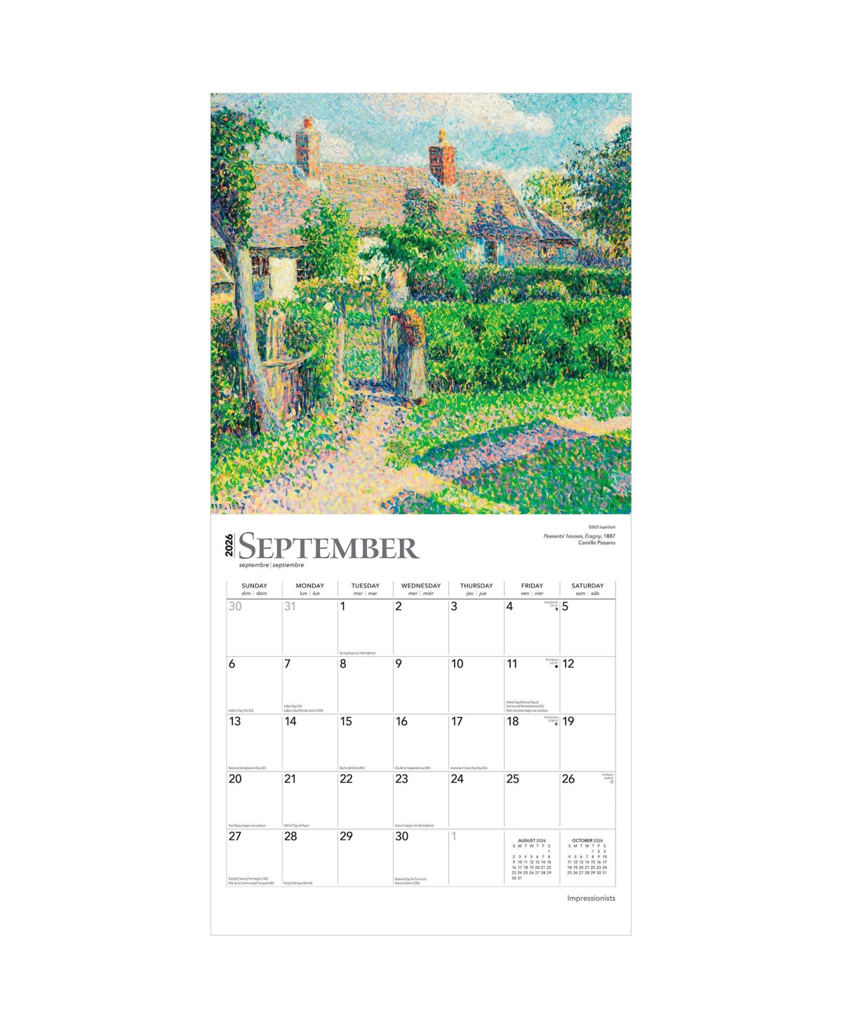 BrownTrout Impressionists | 2026 12 x 24 Inch (Hanging) Monthly Square Wall Calendar | Plastic-Free