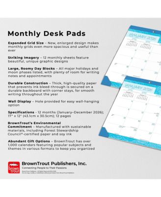 Seaside Currents | 2026 17 x 12 Inch Monthly Desk Pad Calendar
