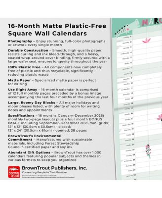 Plastic-Free Matte Paper Monthly Wall Calendar with Sticker Sheet, 12 x 24 Inch, The Very Busy Family Organizer 2026