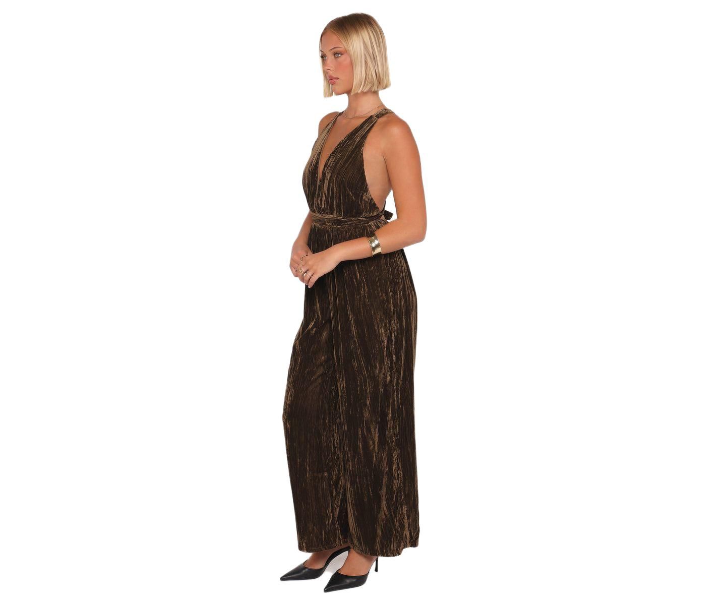 Женский комбинезон Petal and Pup Melody Velvet Jumpsuit, цвет: Мокко оливковый — фото 2