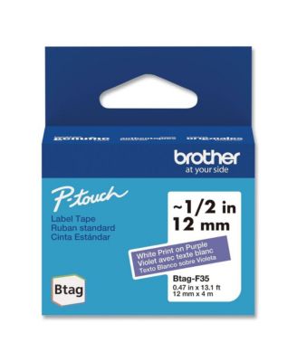 BTAGF35 0.47 in. x 13.1 ft. Genuine P-Touch BTAG Label Tapes - White on Purple