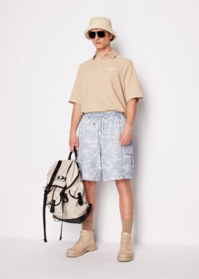 Men's Tonal Camouflage Drawstring Denim Cargo Shorts