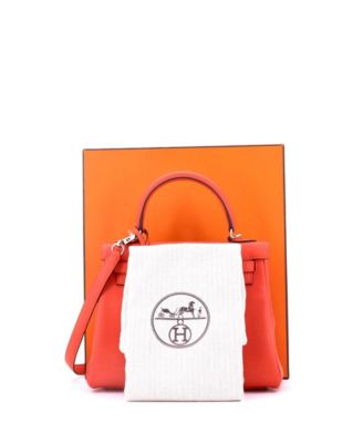 Pre-Owned HERMES Kelly 25 Handbag Orange Swift with Palladium Hardware