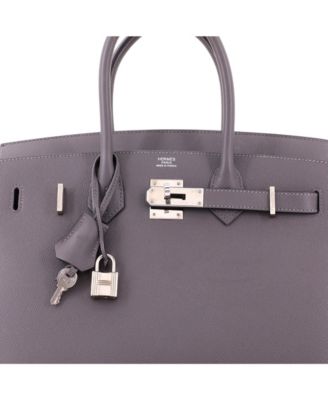 Pre-Owned HERMES Birkin 30 Handbag Grey Epsom with Palladium Hardware