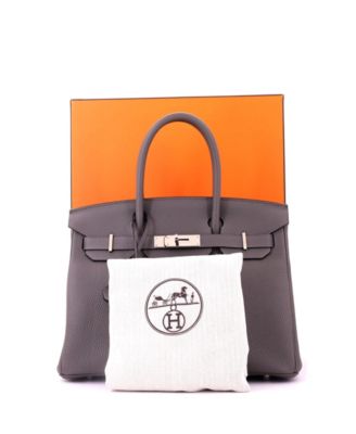 Pre-Owned HERMES Birkin 30 Handbag Grey Togo with Palladium Hardware