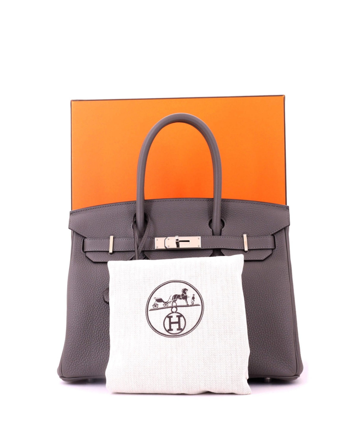 Pre-Owned Hermes Birkin 30 Handbag Grey Togo with Palladium Hardware