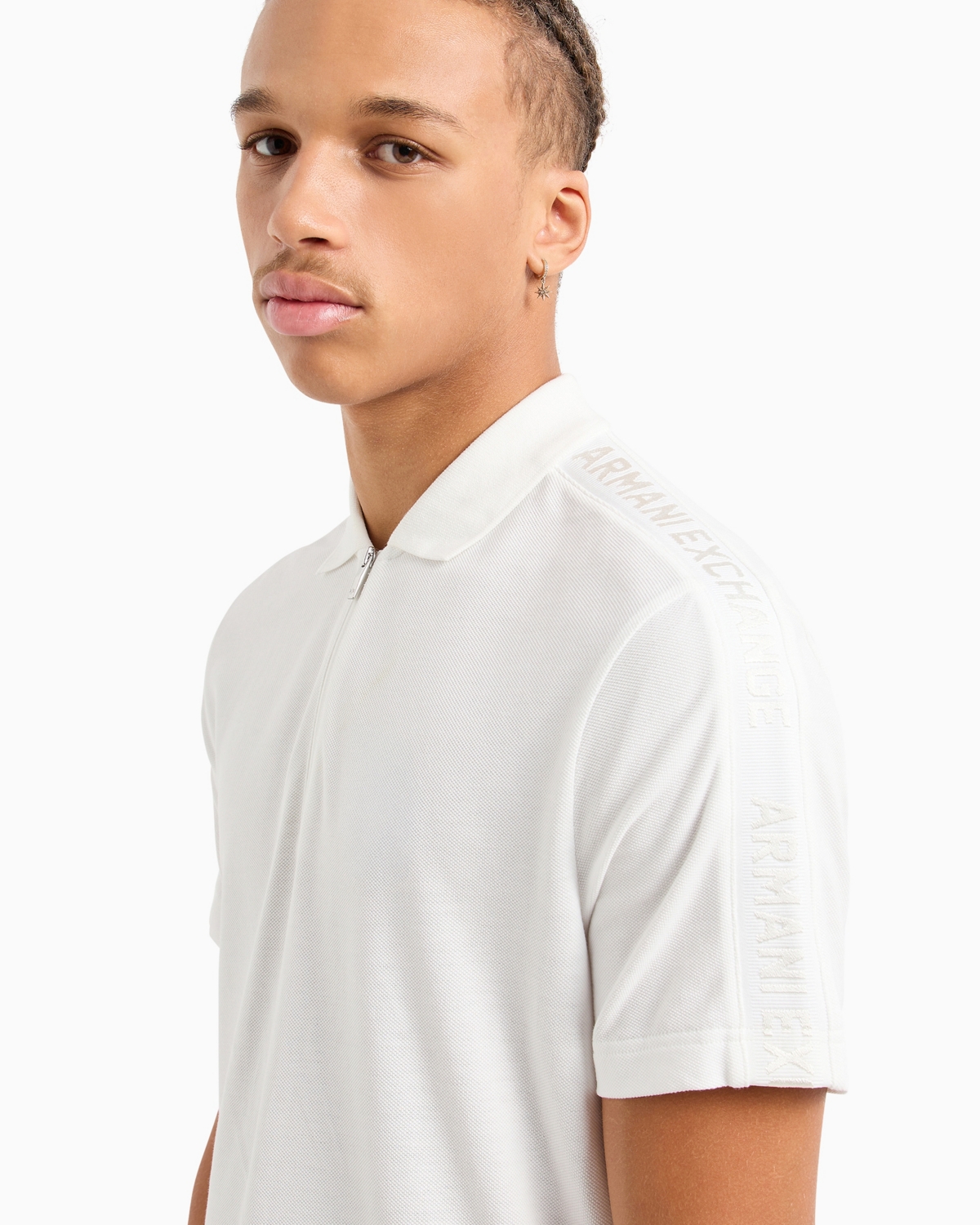 A|X Armani Exchange Men's Regular-Fit Embroidered Logo 1/4-Zip Polo Shirt