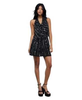Women's Sequin Cowl Front Flippy Mini Dress