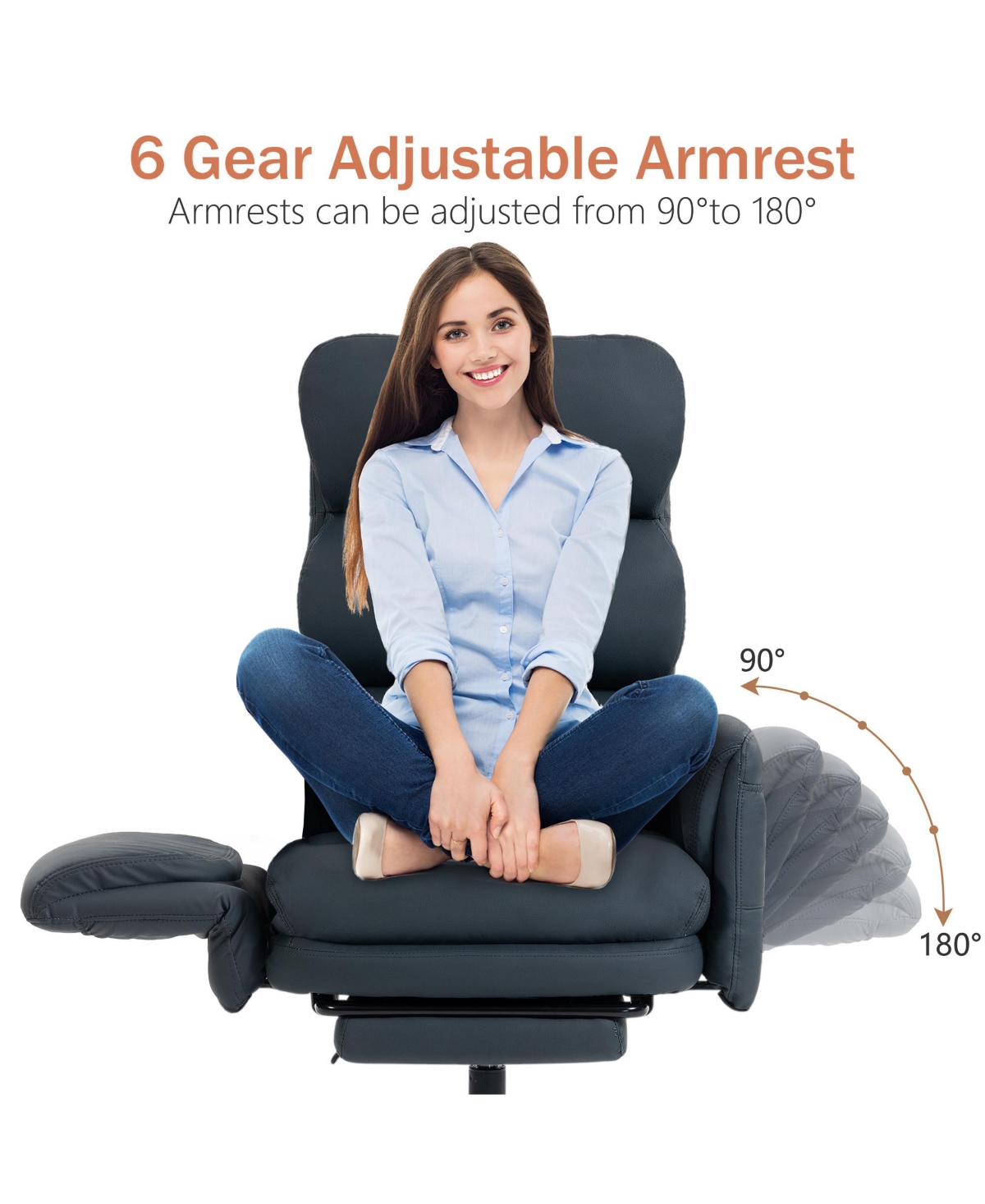 Dyhome Upholstered Fabric Dining Chairs with Black Metal Legs, Modern Curved Backrest Kitchen Chairs, Set of 6