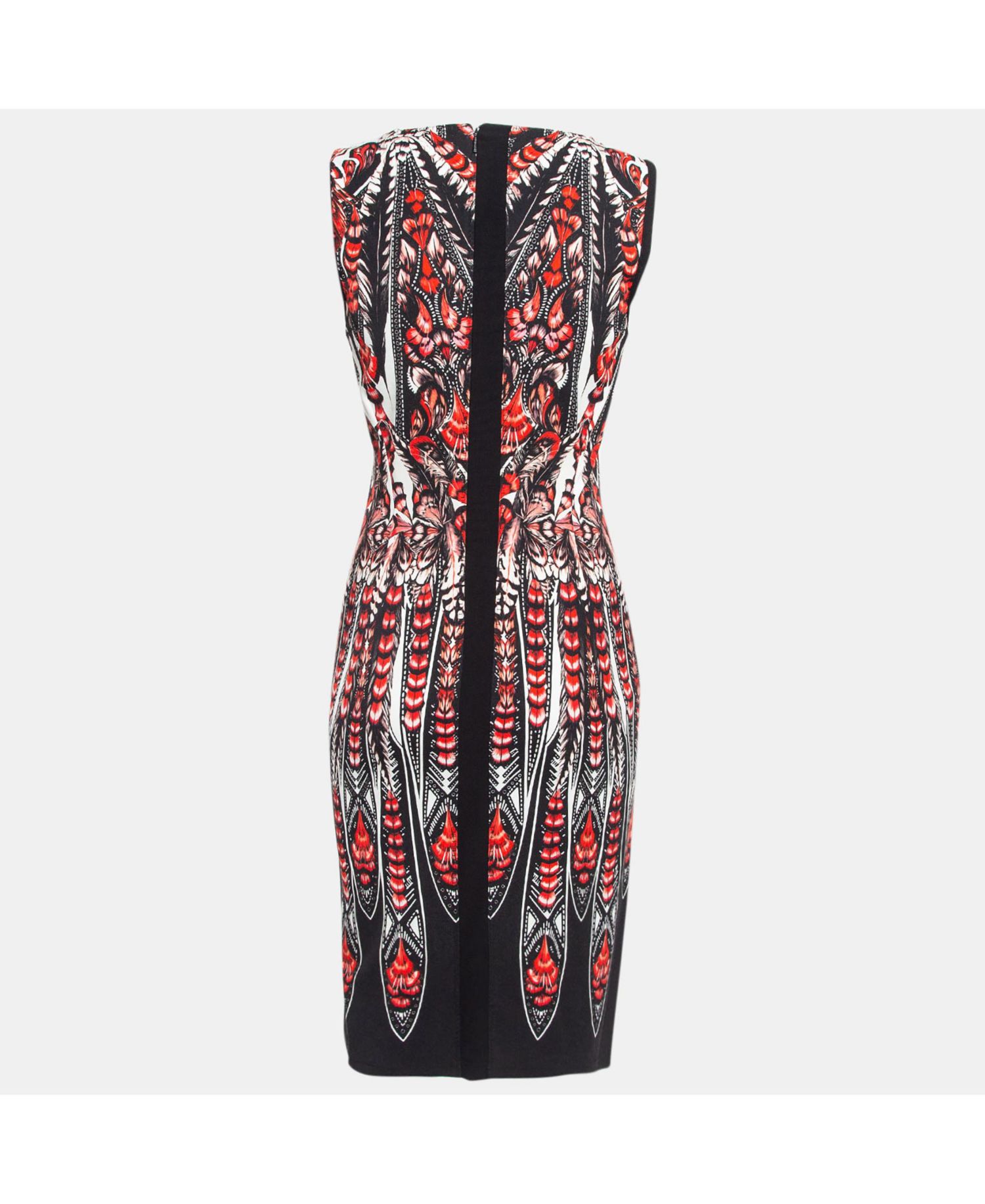 Women's Black/red Printed Stretch Crepe Short Dress