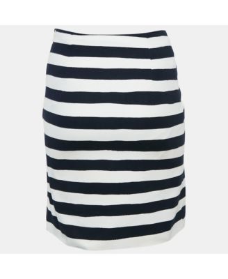 Women's Cheap And Chic White/navy Blue Stripe Cotton Mini Skirt