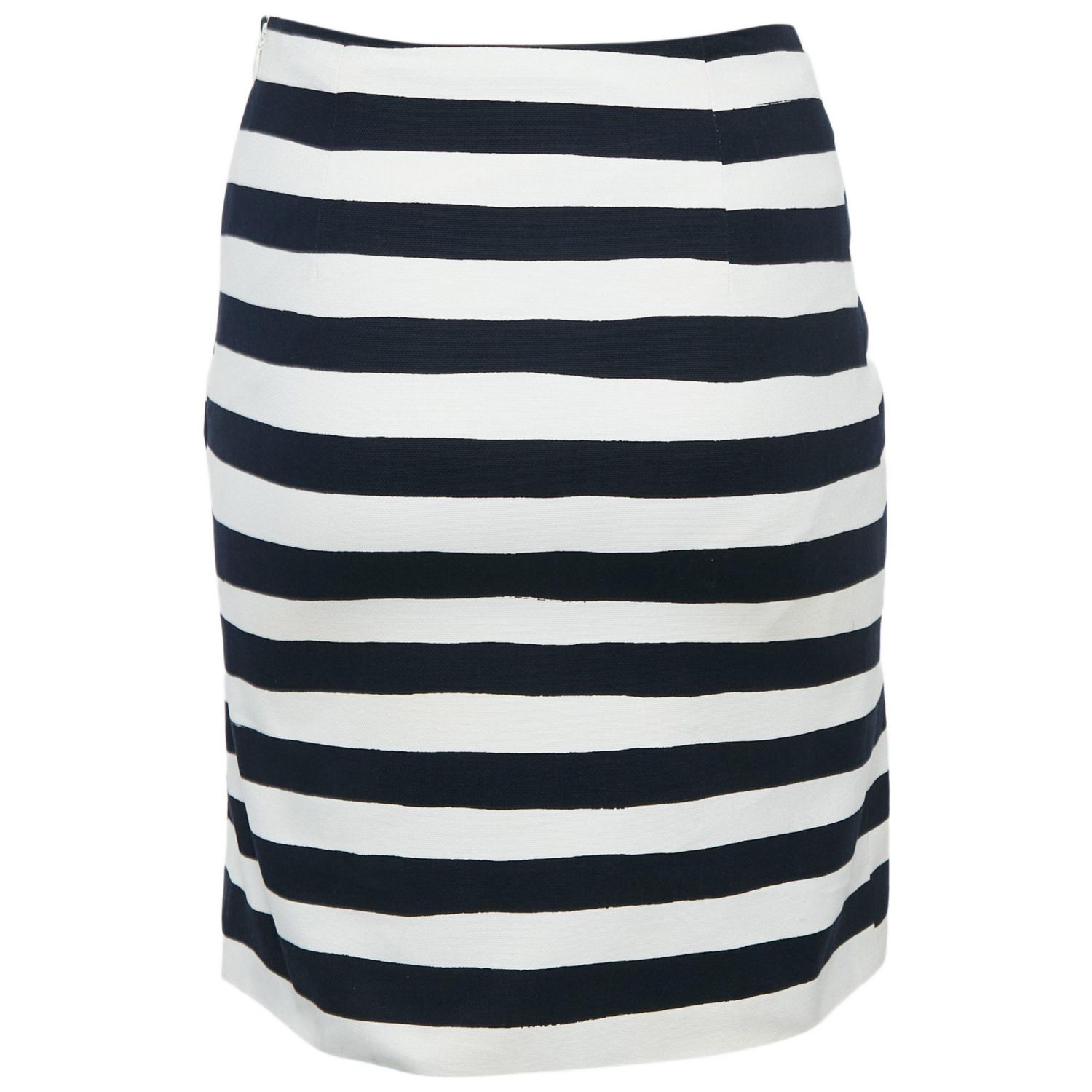 Women's Cheap And Chic White/navy Blue Stripe Cotton Mini Skirt