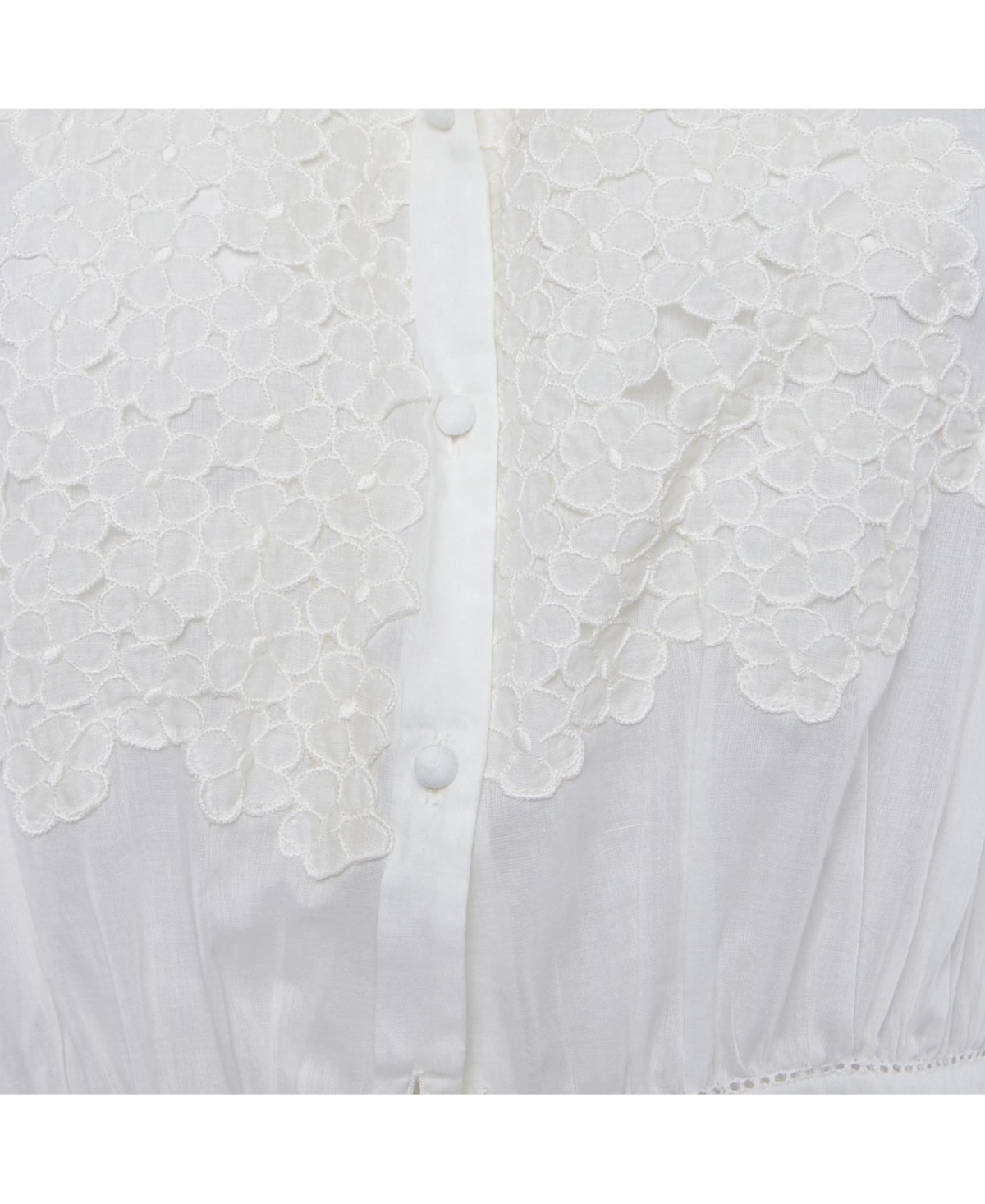 Pre-Owned Roberto Cavalli Women's Cambric Cotton Floral Lace Trimmed Blouse