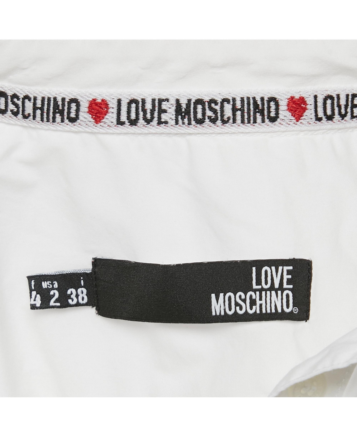 Pre-Owned Love Moschino Women's White Button Front Cap Sleeve Blouse