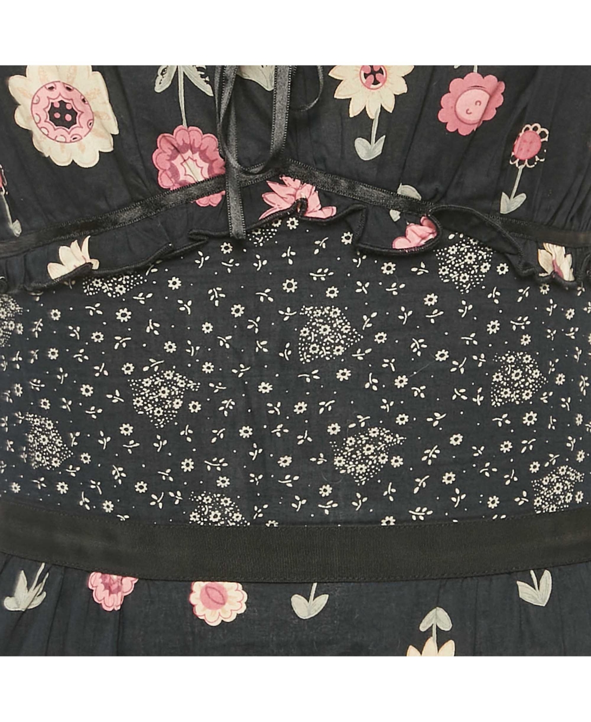 Pre-Owned Moschino Women's Cheap And Chic Dark Blue Floral Print Cotton Tiered Short Dress