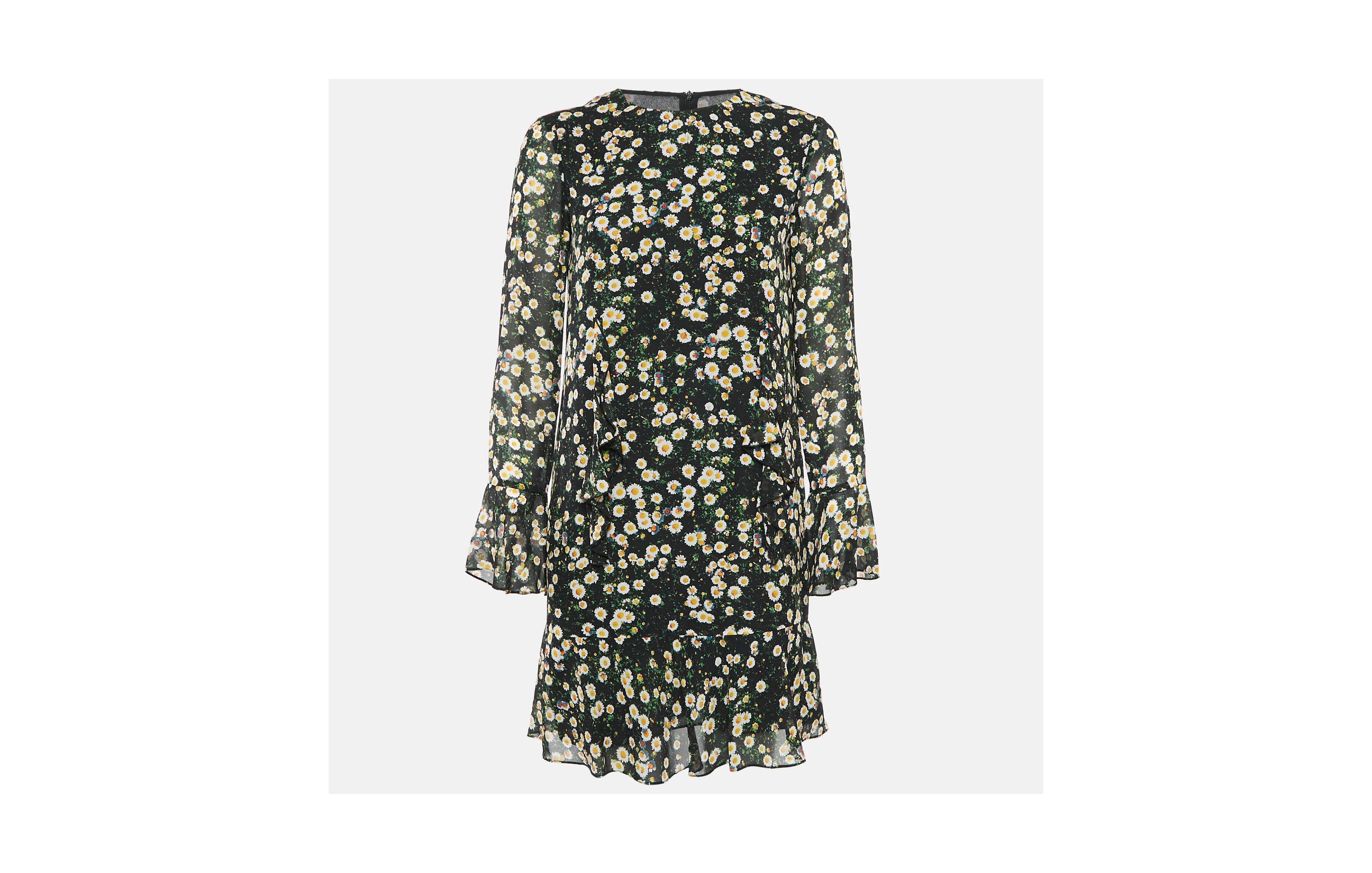 Pre-Owned Moschino Women's Cheap And Chic Black Floral Print Silk Ruffled Mini Dress