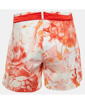 Women's White Floral Print Cotton Tie-Up Detail Shorts