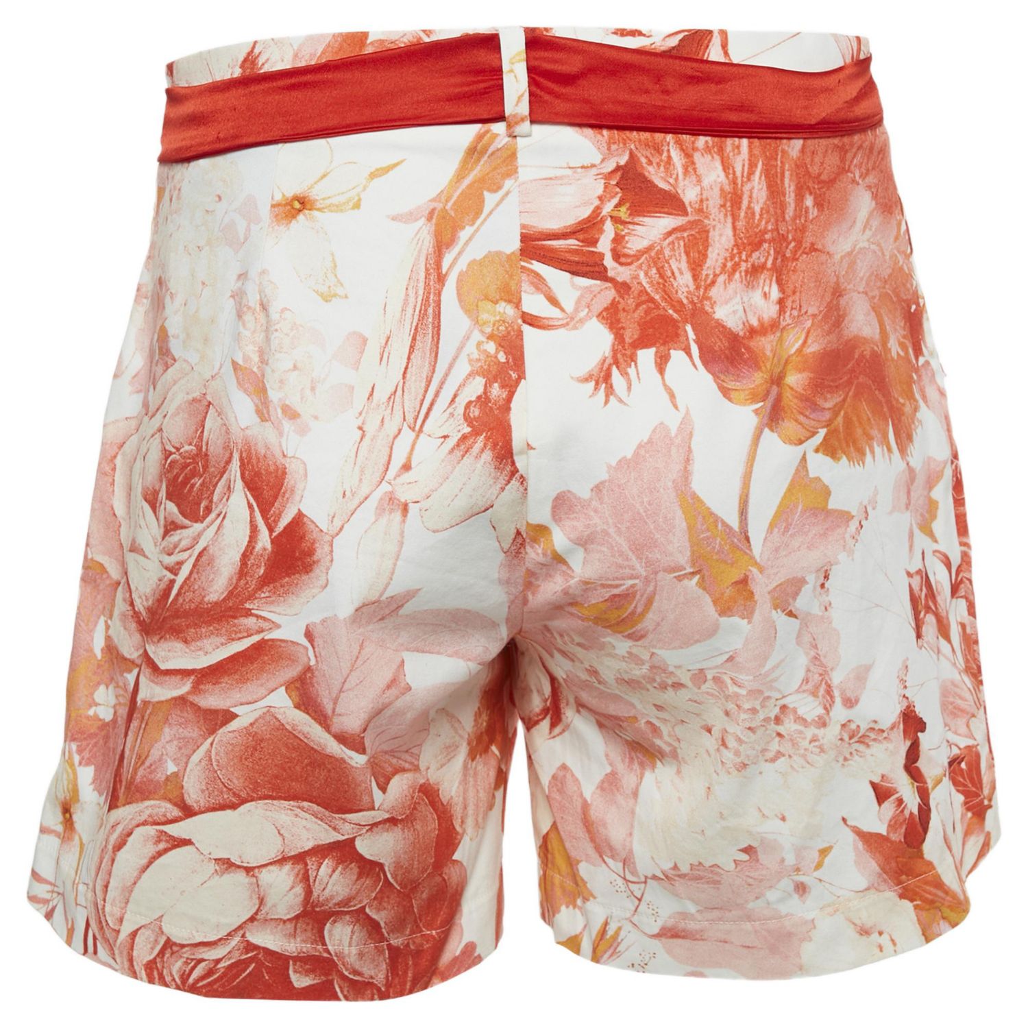 Women's White Floral Print Cotton Tie-Up Detail Shorts